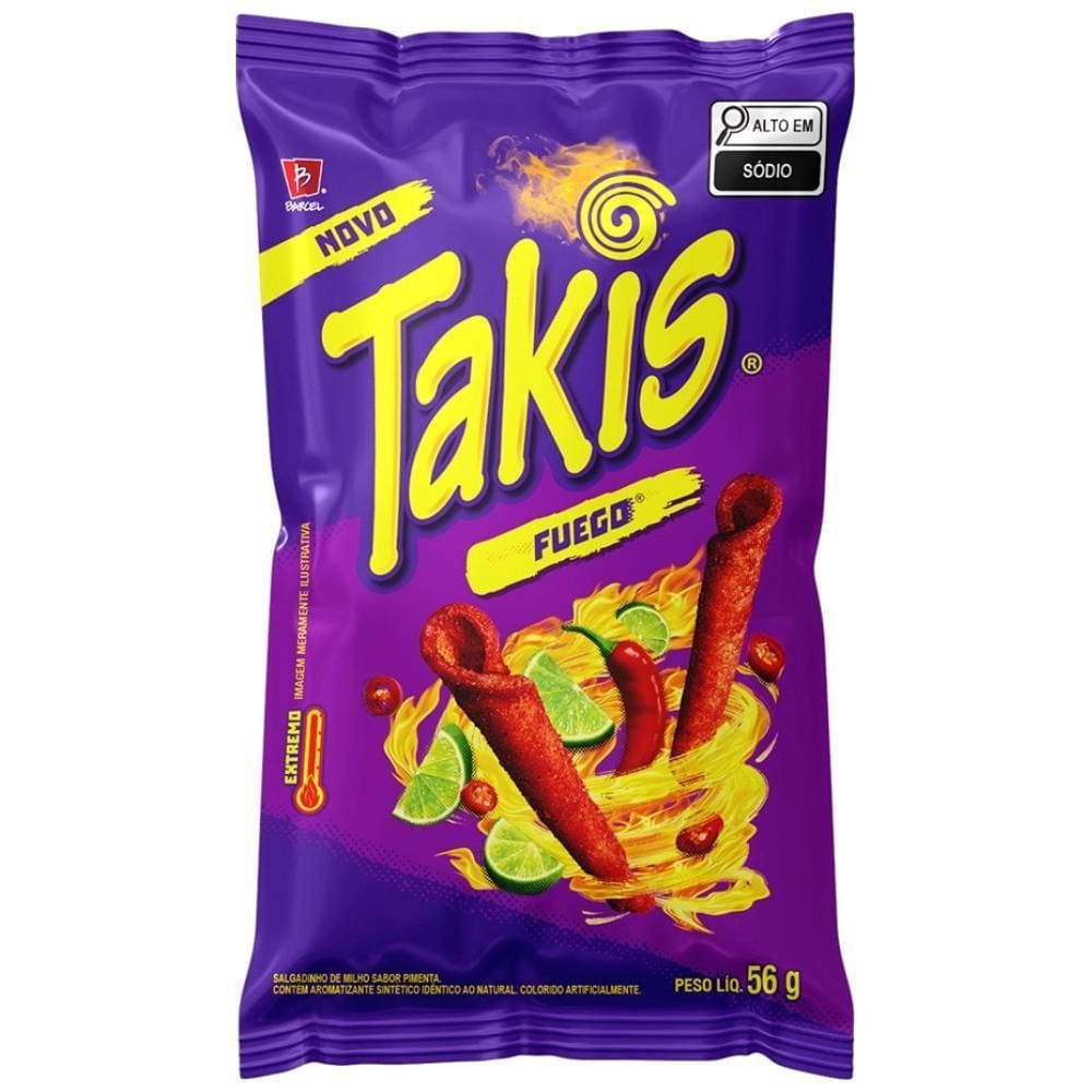Salgadinho de Milho Pimenta e Limão Takis Fuego 56g Crocante