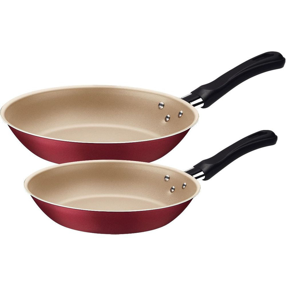 Kit Frigideiras Antiaderente Tramontina Caribe 16cm e 20cm 2 Peças Vermelho