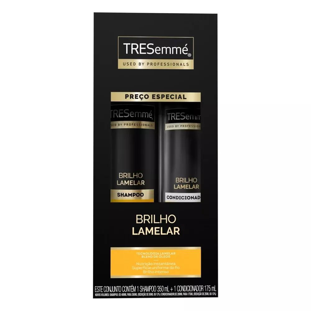 Kit Shampoo e Condicionador Brilho Lamelar 350ml 175ml Tresemmé Efeito Gloss Profissional