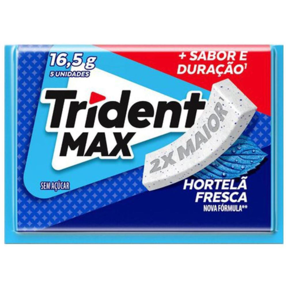 Chiclete Hortelã Fresca Trident Max 16,5g 5 Unidades Sem Açúcar