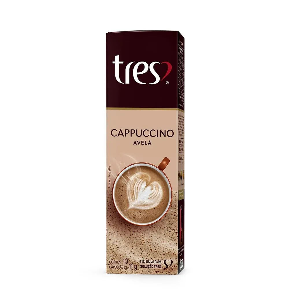 Cápsula Cappuccino Avelã Três Corações 10 Unidades Sem Glúten