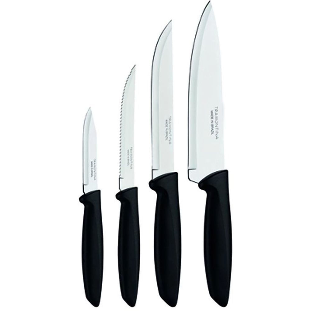 Jogo de Facas Aço Inox 4 Peças Tramontina Plenus Cabo Polipropileno Ergonômico
