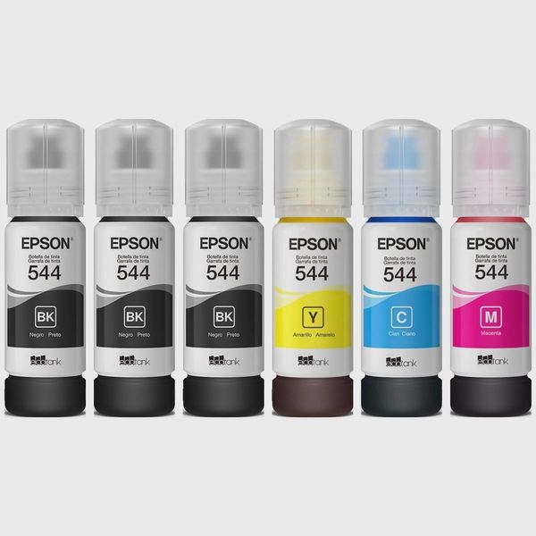 Kit 6 Tintas 544 Refil para Impressora Epson T544 L3110 L3150 L5190 - Combo economico 6 unidades