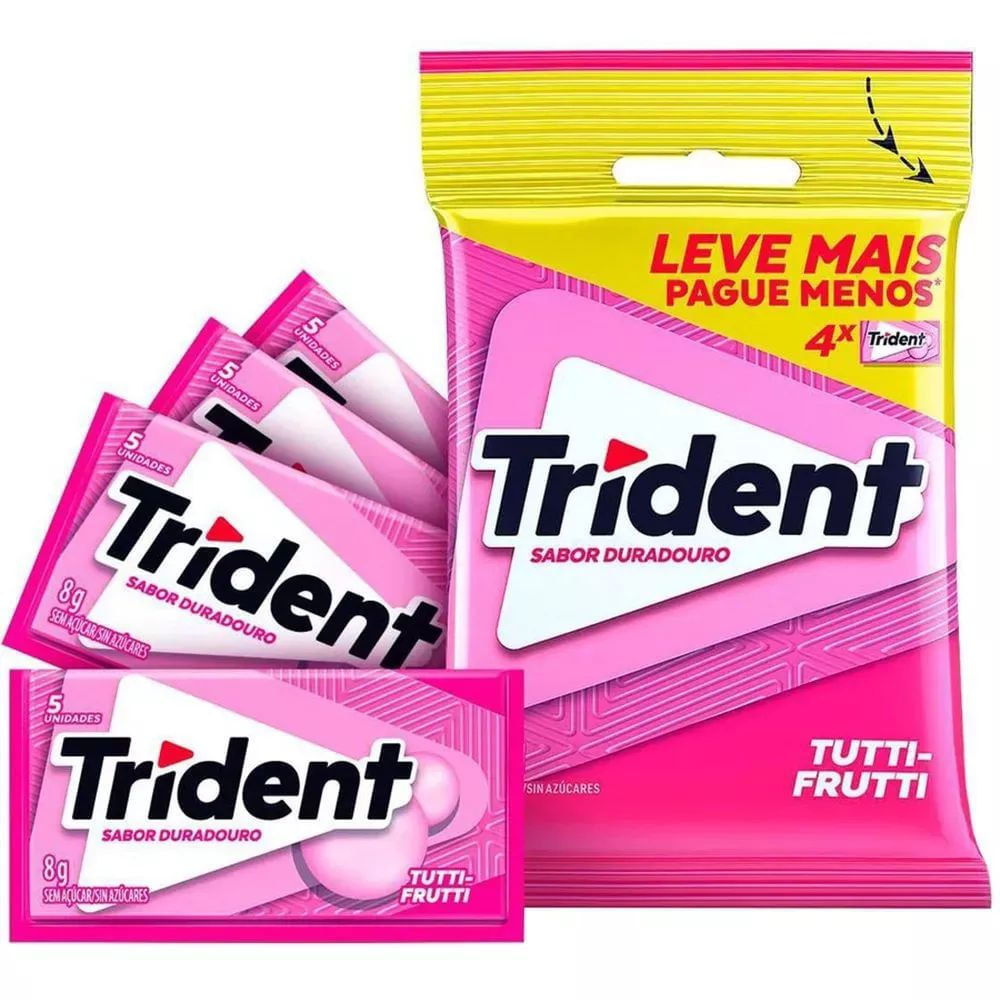 Chiclete Tutti-Frutti Trident 32g 4 Unidades Zero Açúcar