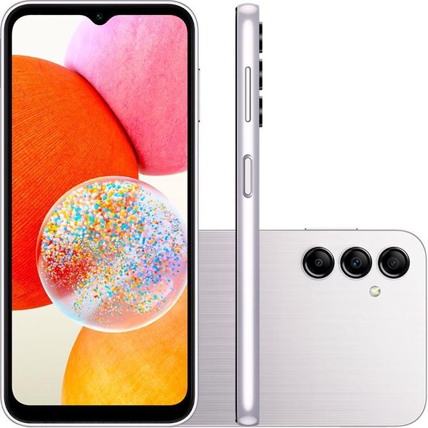 Smartphone Samsung Galaxy A14 128GB 4G Wi-Fi Tela 6.6" Dual Chip 4GB RAM Câmera Tripla + Selfie 13MP - Prata