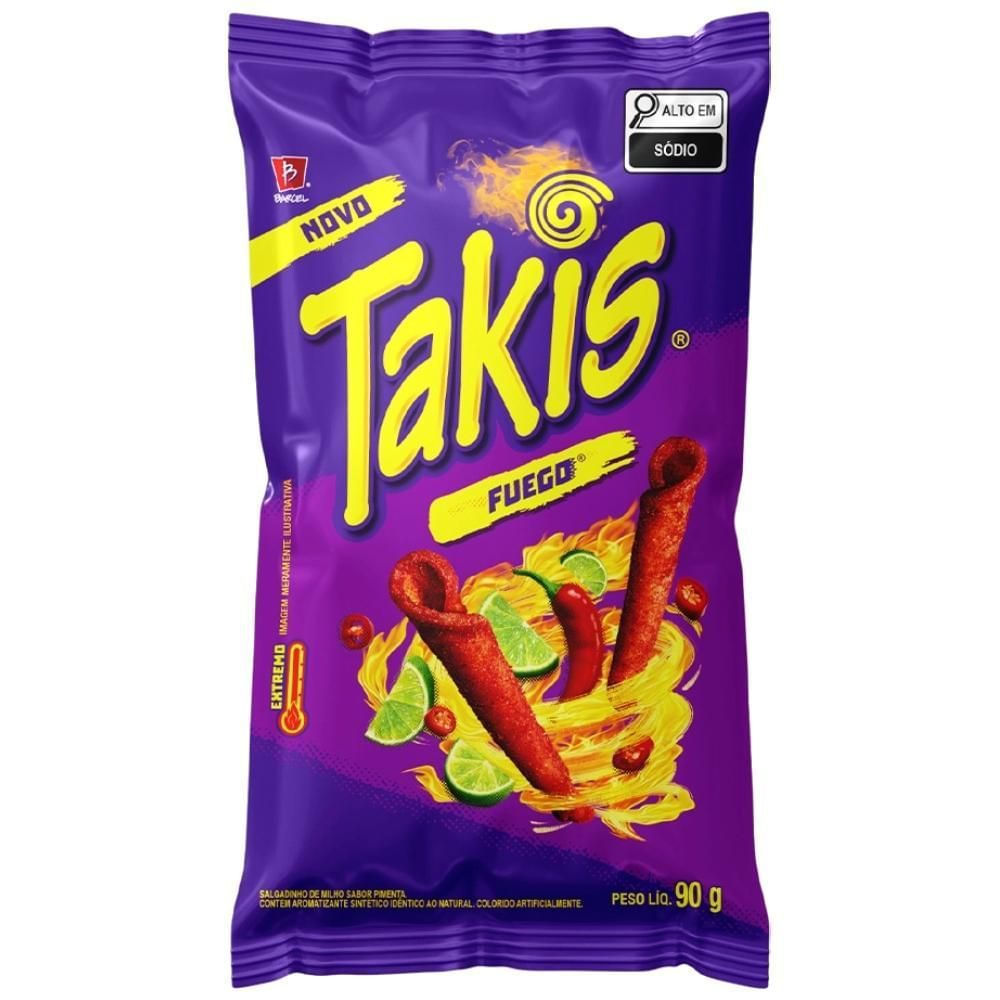 Salgadinho de Milho Pimenta e Limão Takis Fuego 90g Crocante