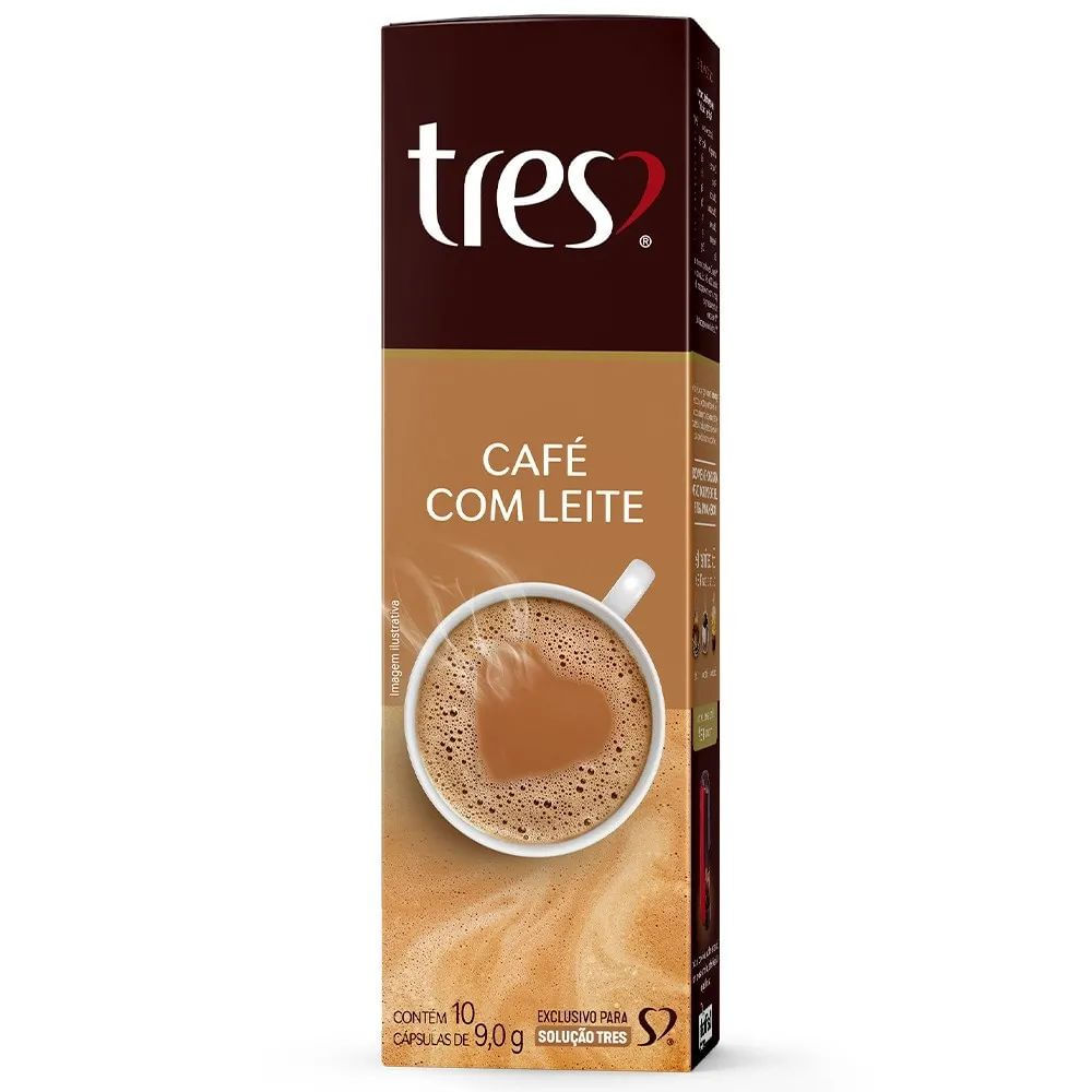 Cápsula Café com Leite Três Corações 90g 10 Unidades Cremosa