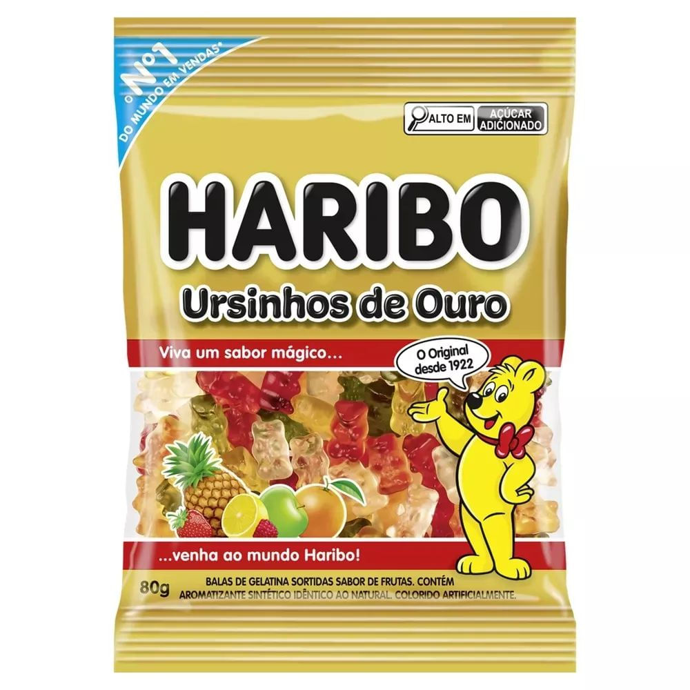 Bala de Gelatina Ursinhos de Ouro Haribo 80g Frutas Sortidas
