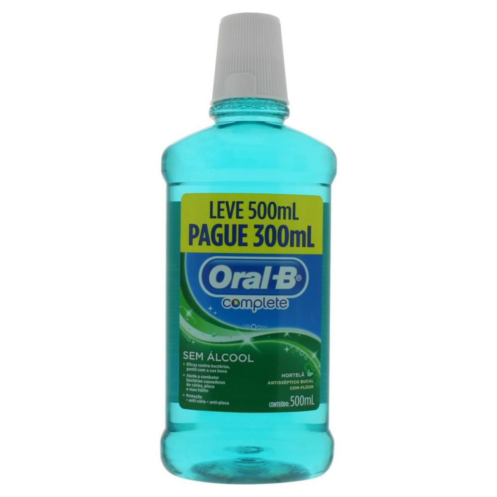 Enxaguante Bucal Antisséptico Oral-B Complete Hortelã 500ml