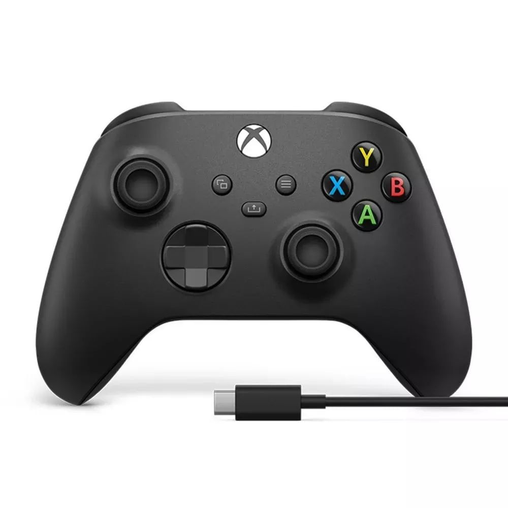 Controle Sem Fio Xbox One e PC Microsoft com Cabo USB-C Preto