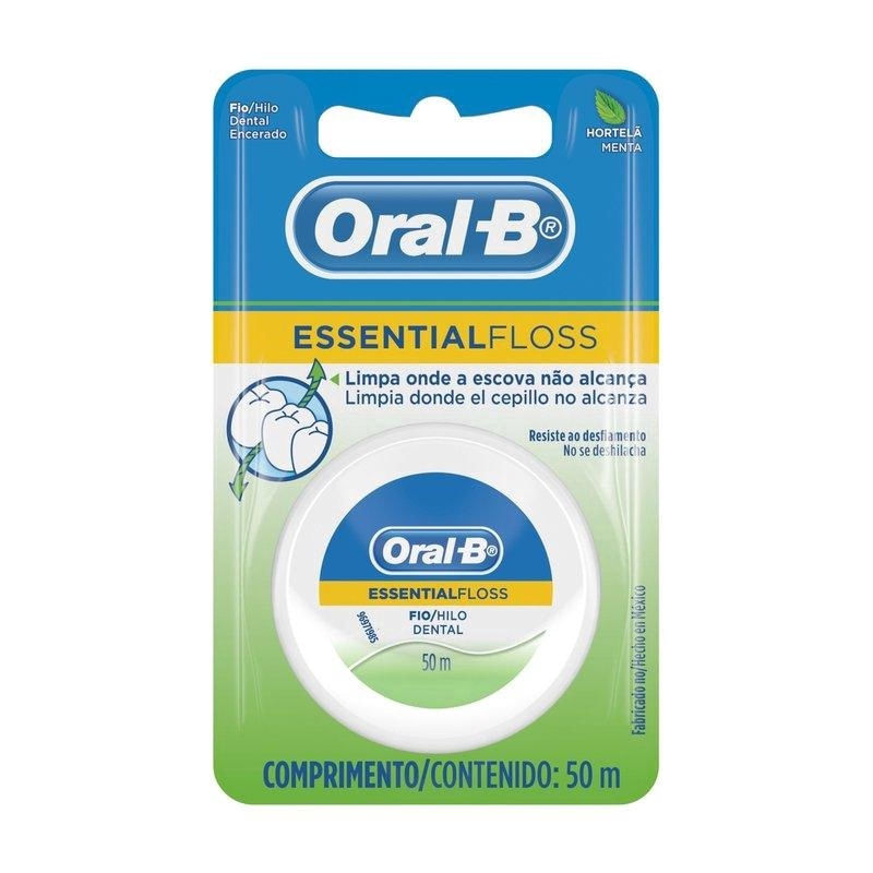 Fio Dental Limpeza Profunda Oral-B Essential Floss 50m Hortelã