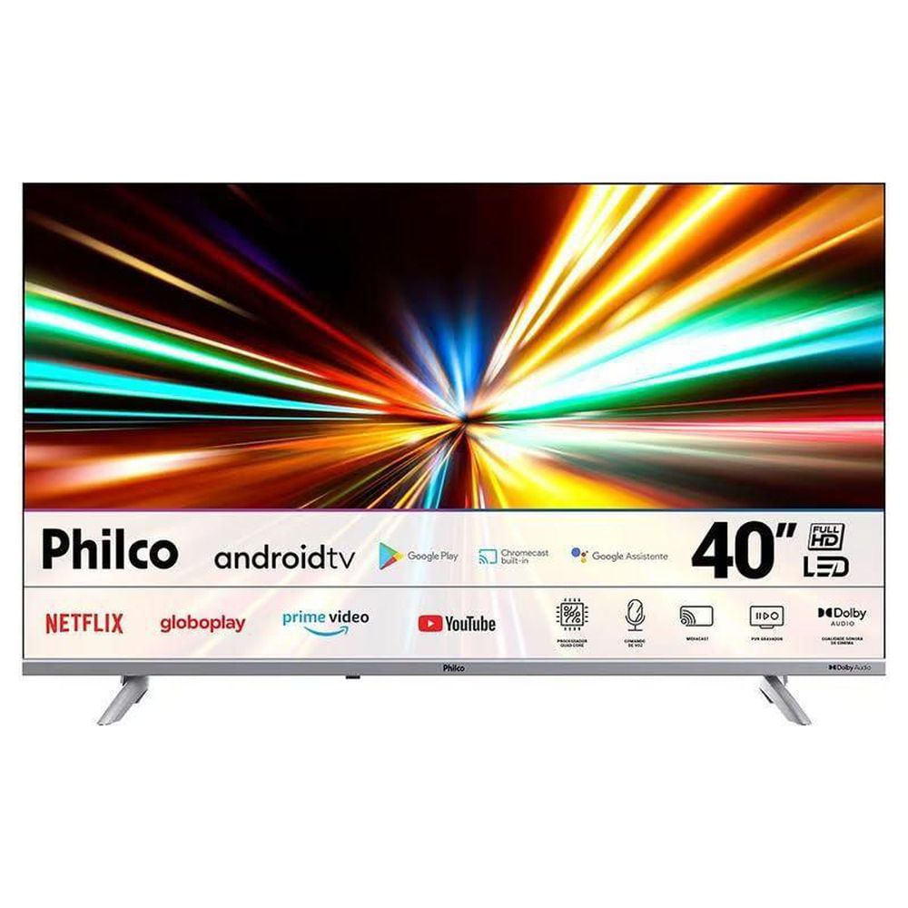 Smart TV LED 40" Philco PTV40E3AAGSSBLF Android TV Dolby Audio Preto