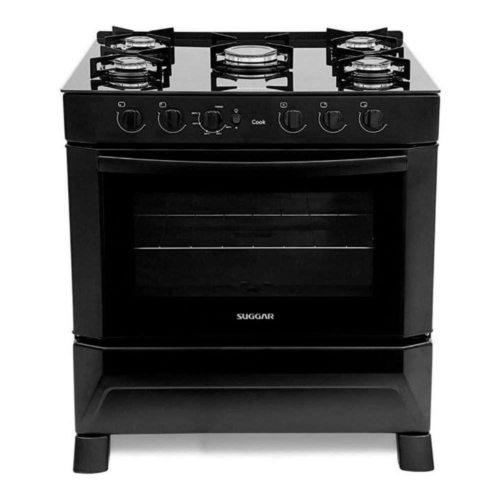 Fogão FGV508PT 5 Bocas Cook Mesa de Vidro Suggar