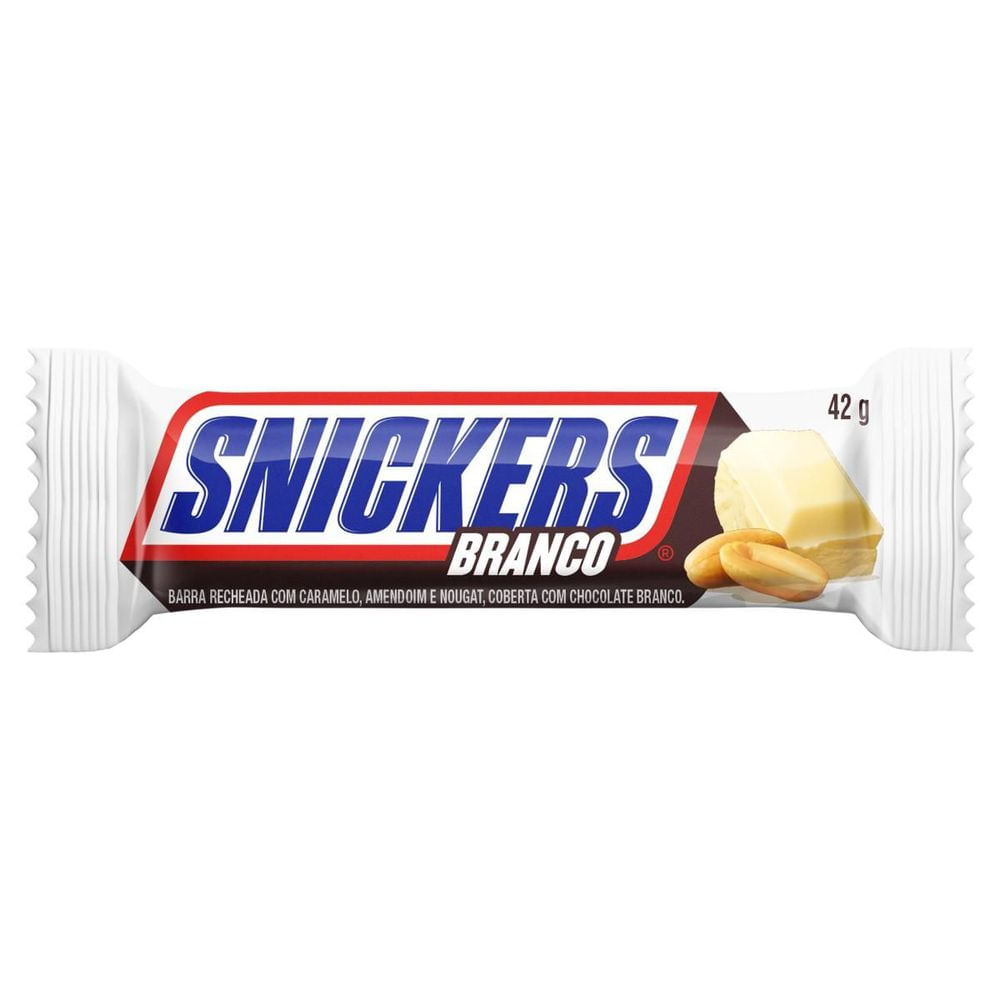 Chocolate Mars Snickers Branco 42g Amendoim e Caramelo