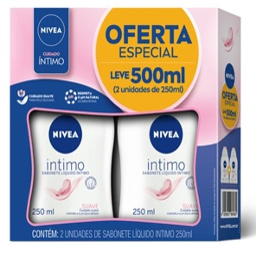 Kit Sabonete Líquido Íntimo Nivea Suave 500ml 2 Unidades