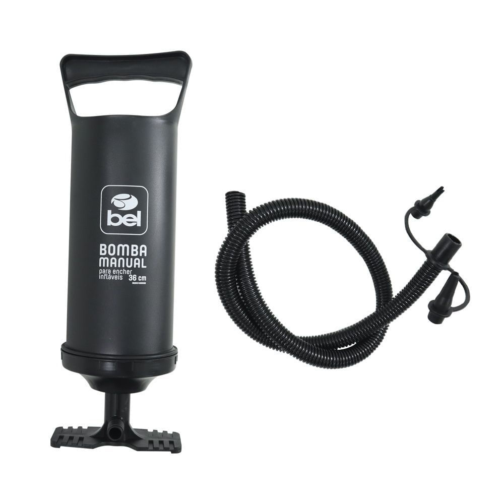 Bomba de Ar Manual Bel Lazer 30cm para Inflável PVC com 3 Adaptadores