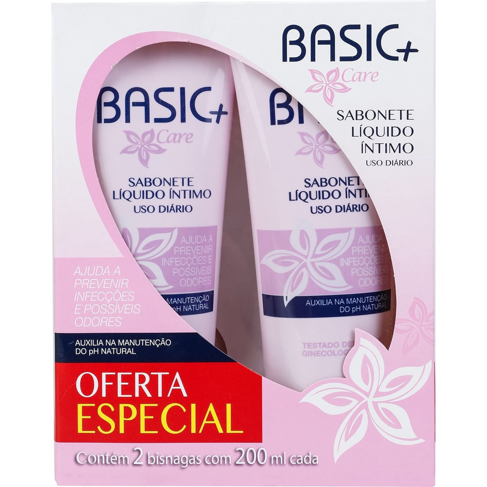 Kit Sabonete Líquido Íntimo Feminino Basic+ Care 200ml 2 Unidades