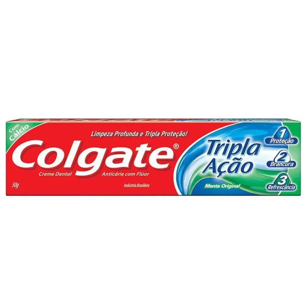 Creme Dental Proteção e Branqueamento Colgate Tripla Ação 50g Menta