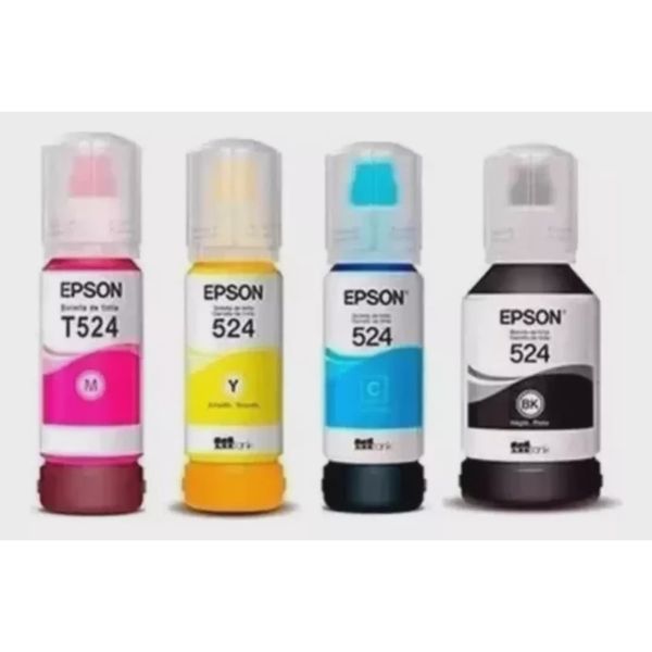 Kit 5 refil de tinta pigmentada T524 (2x black. ) + cyan + yellon + magenta - para uso em L15150 L6580 L5150 L 5160