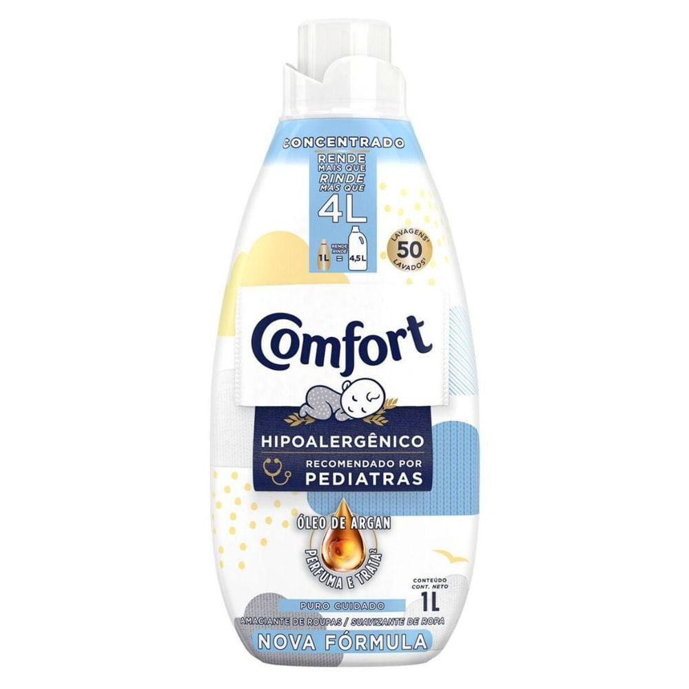 Amaciante Concentrado Comfort Puro Cuidado Líquido Hipoalergênico Aveia 1L