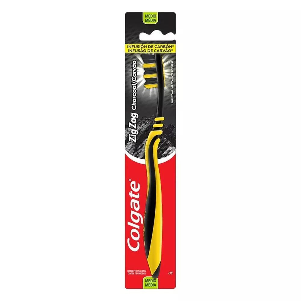 Escova de Dente Limpeza Interdental Colgate Zig Zag Carvão 4 Unidades