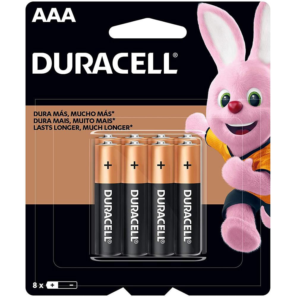 Pilha Alcalina Duracell AAA Palito Duralock 1.5V com 8 Unidades