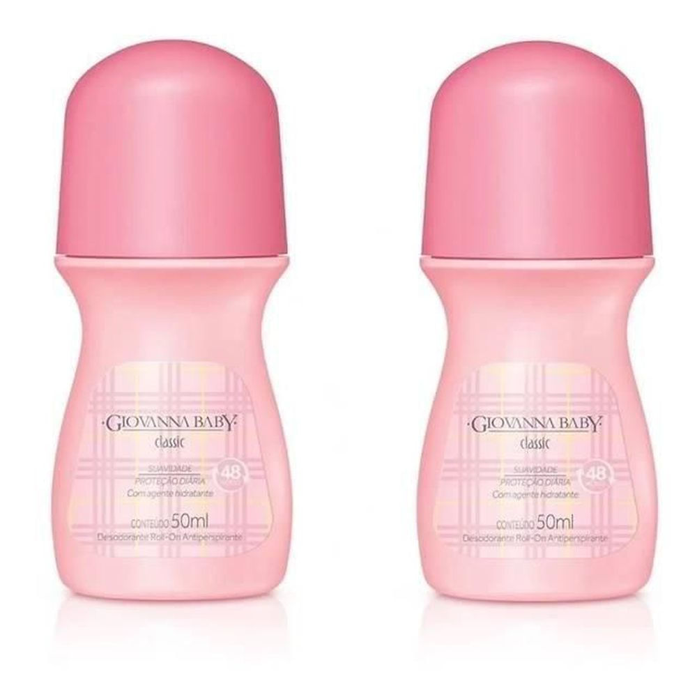 Kit Desodorante Roll-On Antitranspirante Giovanna Baby Classic 2 Unidades 50ml