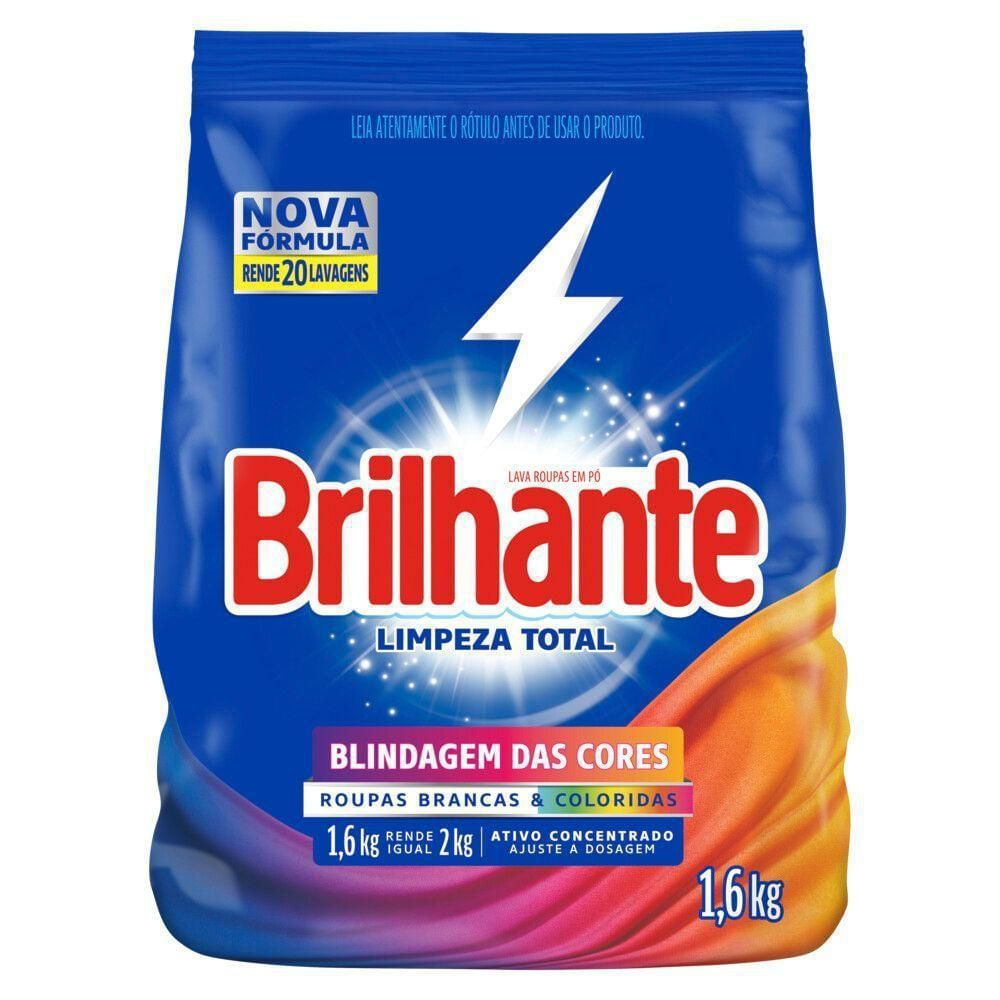 Sabão em Pó Concentrado Brilhante Limpeza Total 1,6kg
