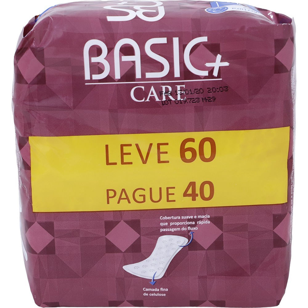 Protetor Diário Higiene e Conforto Basic + Care 60 Unidades