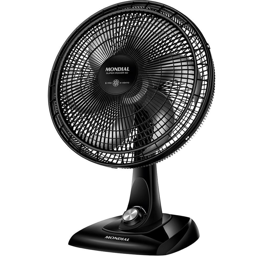 Ventilador de Mesa Silencioso Mondial Super Power VSP-40-B 40cm 6 Pás 140W Preto/Cinza