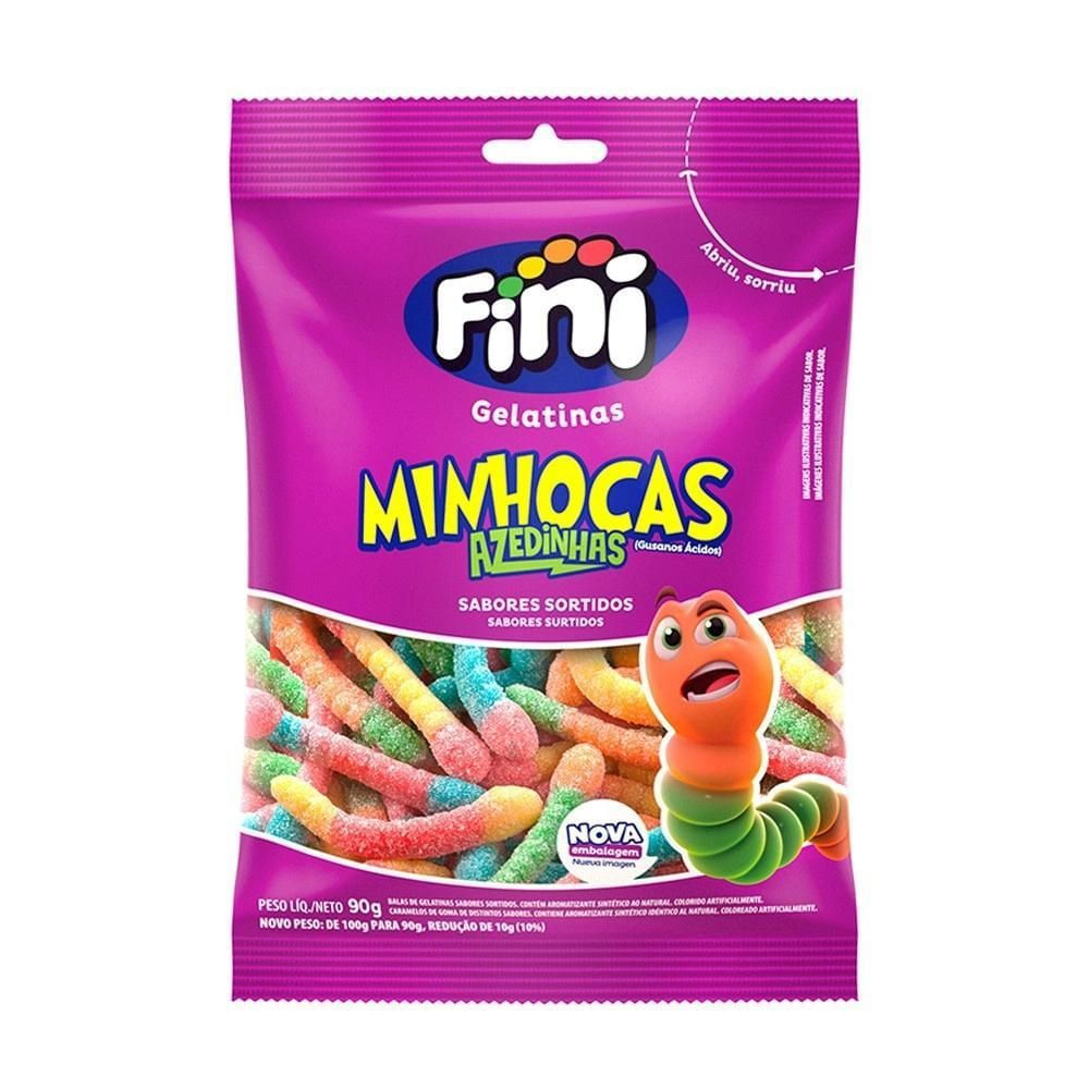 Bala de Gelatina Minhoca Cítrica Fini 90g Sem Glúten