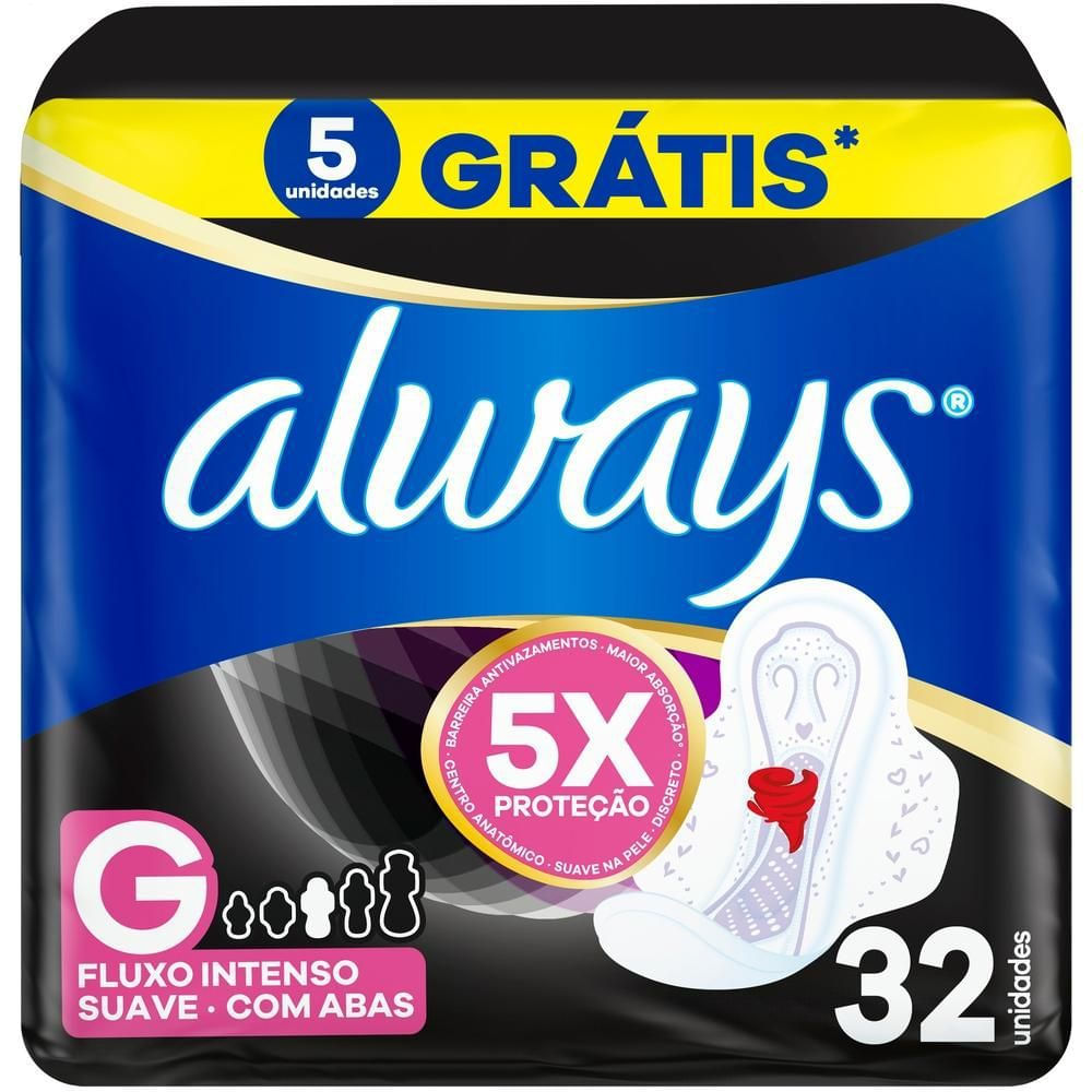 Absorvente Noites Tranquilas Always Suave com Abas G 32 Unidades