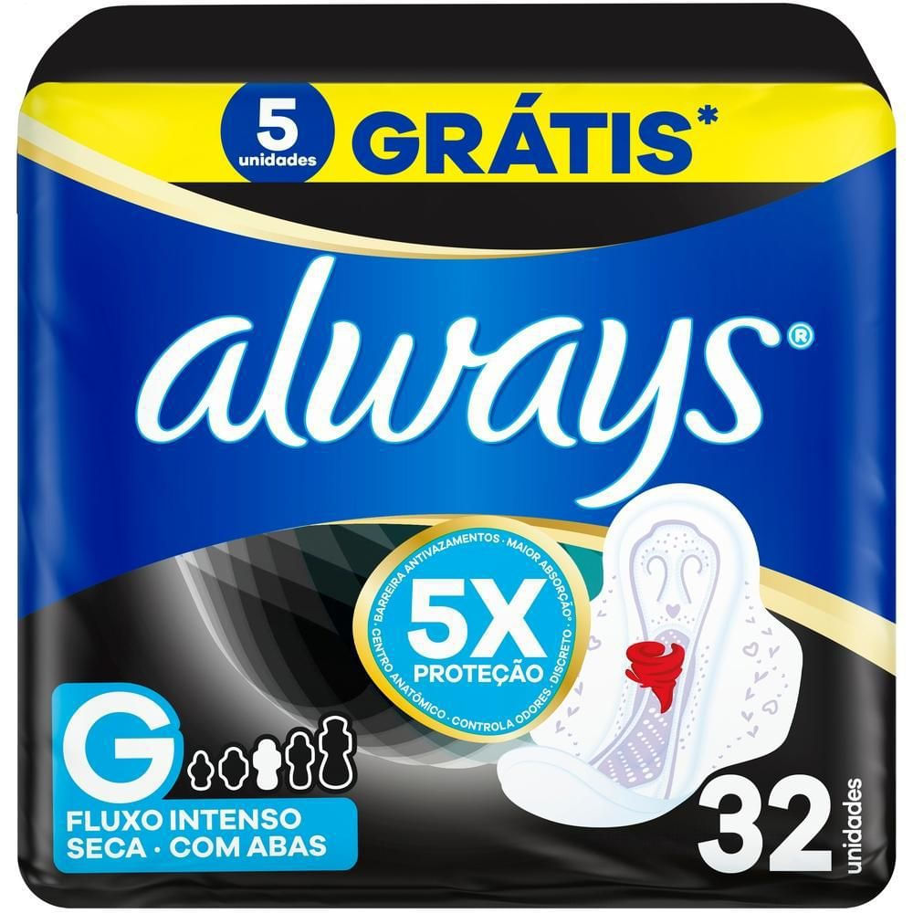 Absorvente Noites Tranquilas Always Noites Tranquilas Seca com Abas 32 Unidades
