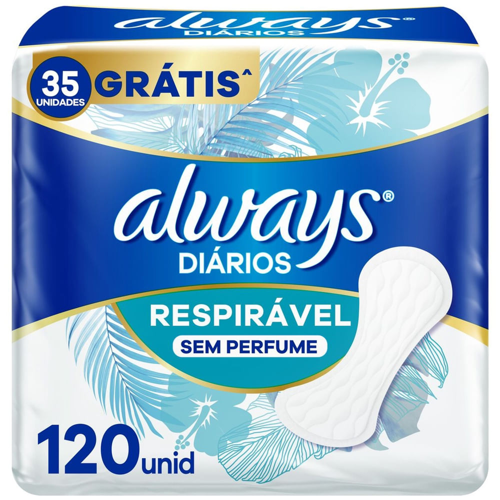 Protetor Diário Higiene Íntima Always Respirável Sem Perfume 120 Unidades