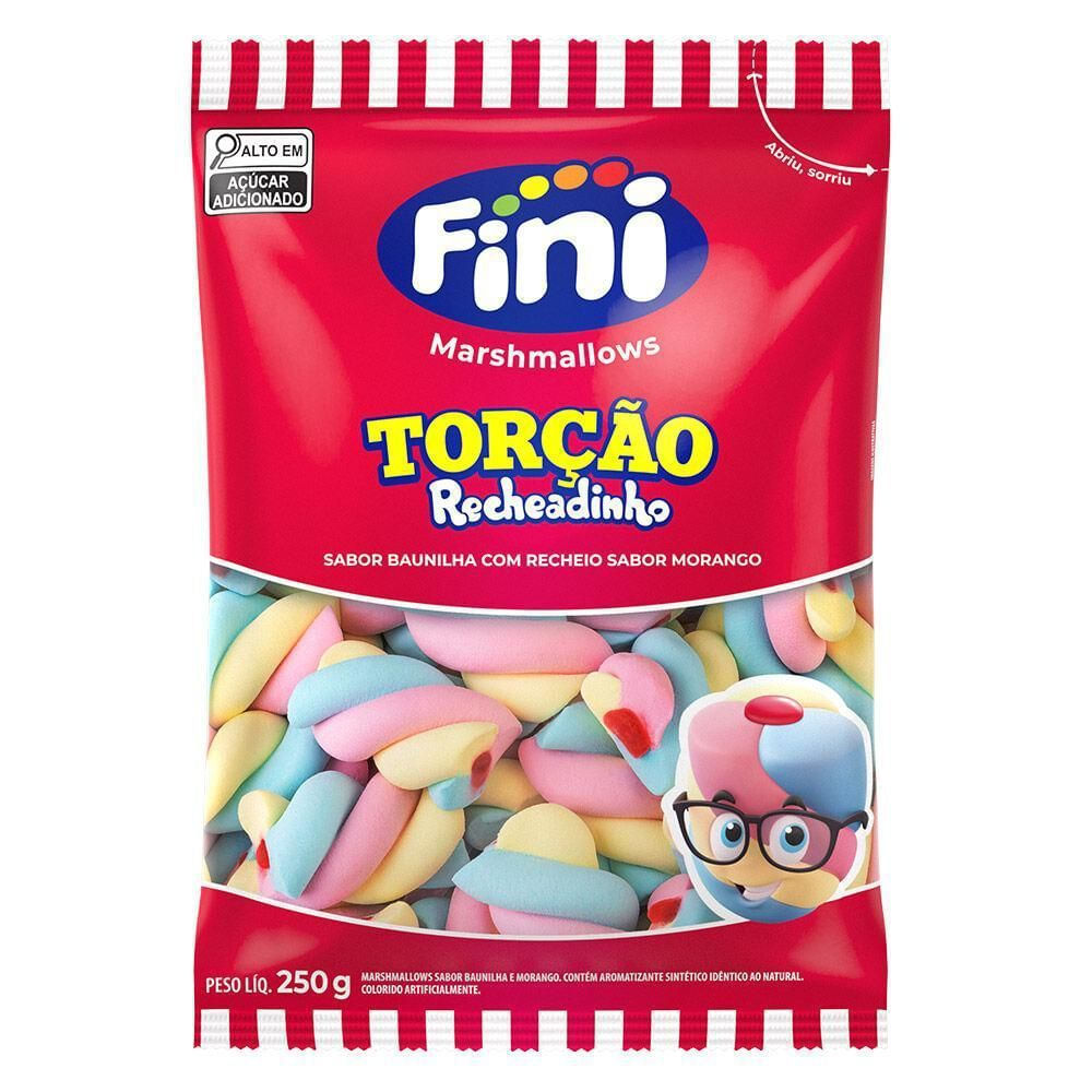 Marshmallow Recheado Morango Torção Fini 80g Sem Glúten