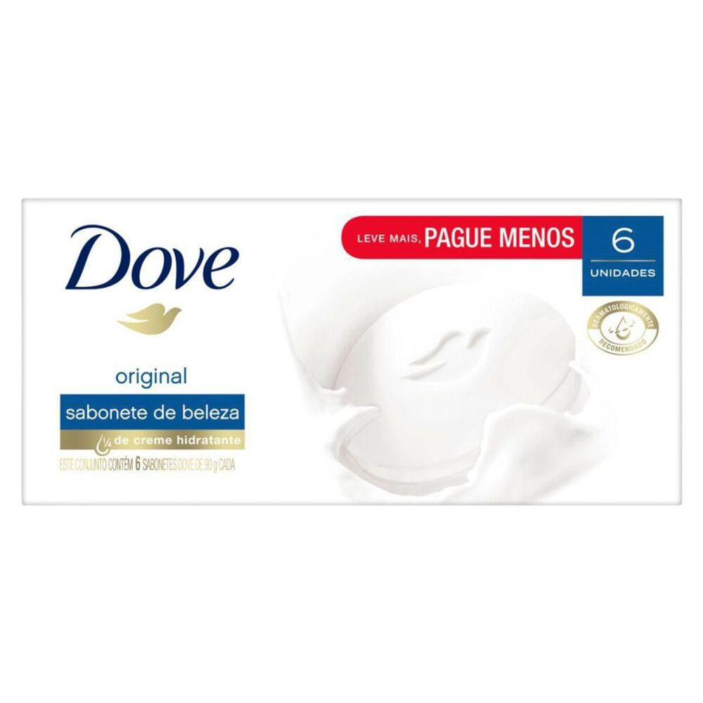 Sabonete em Barra Original 90g 6 Unidades Dove Hidratação e Maciez