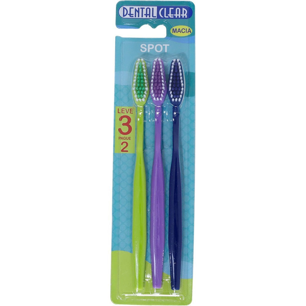 Escova de Dente Higiene Bucal Dental Clear Spot Kit 3 Unidades