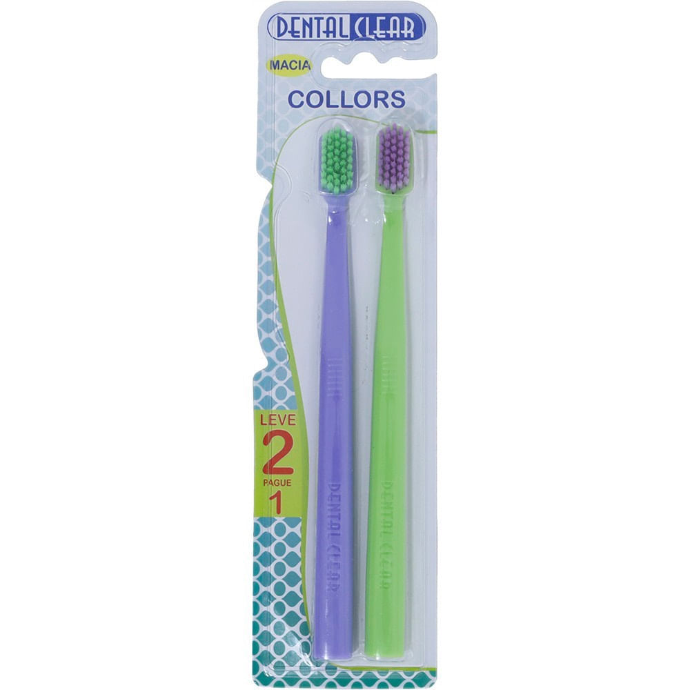 Escova Dental Higiene Bucal Dental Clear Clear Collors 2 Unidades