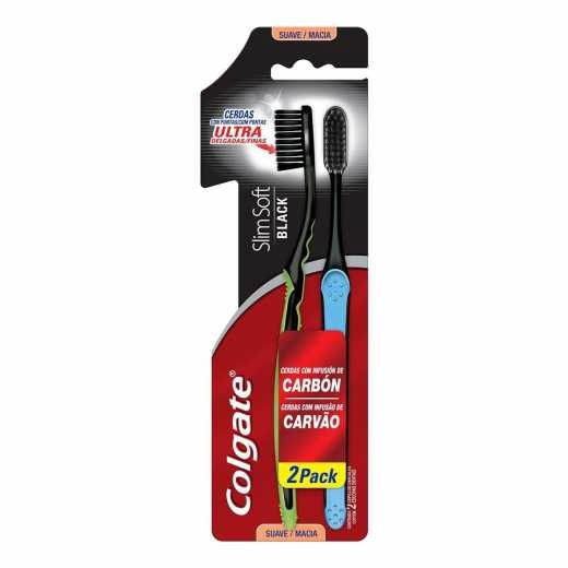 Escova de Dente Limpeza Profunda Colgate Slim Soft Black 2 Unidades