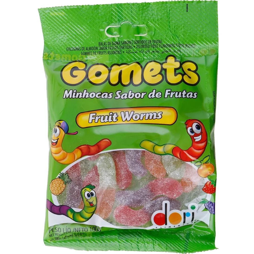 Bala de Goma Minhocas Sortidas Gomets Dori 100g Sem Glúten