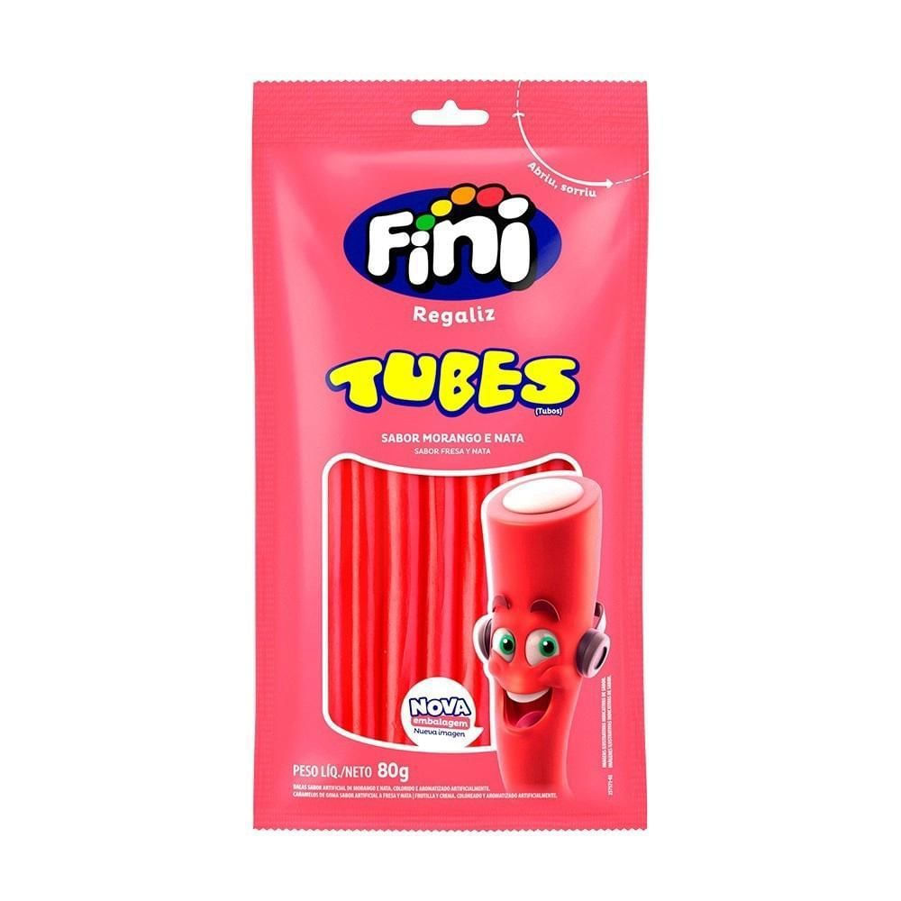 Bala de Gelatina Tubes Morango Fini 80g Pacote