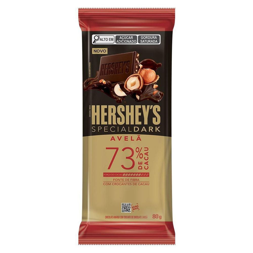 Hershey's Barra Chocolate Amargo 73% Cacau com Avelã Special Dark 80g