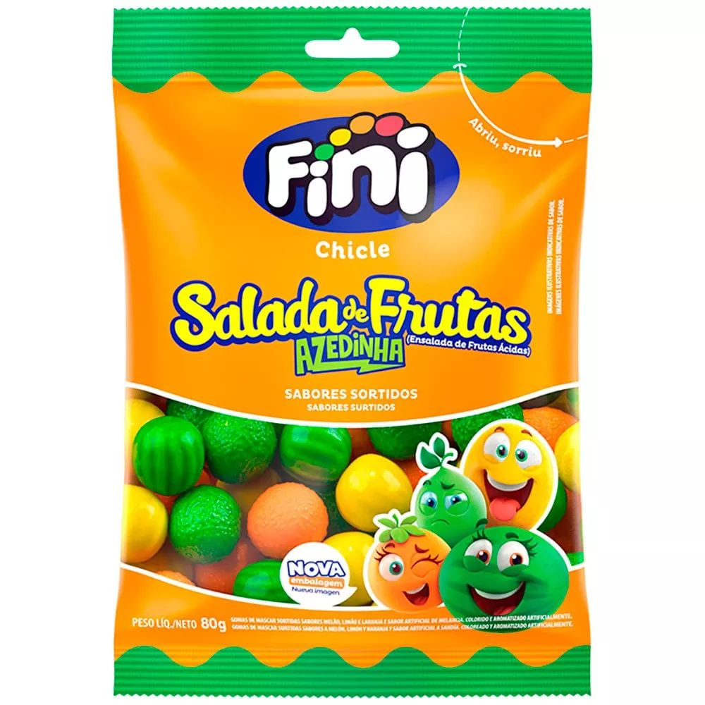 Chiclete Salada de Frutas Ácidas Fini 100g Sem Glúten