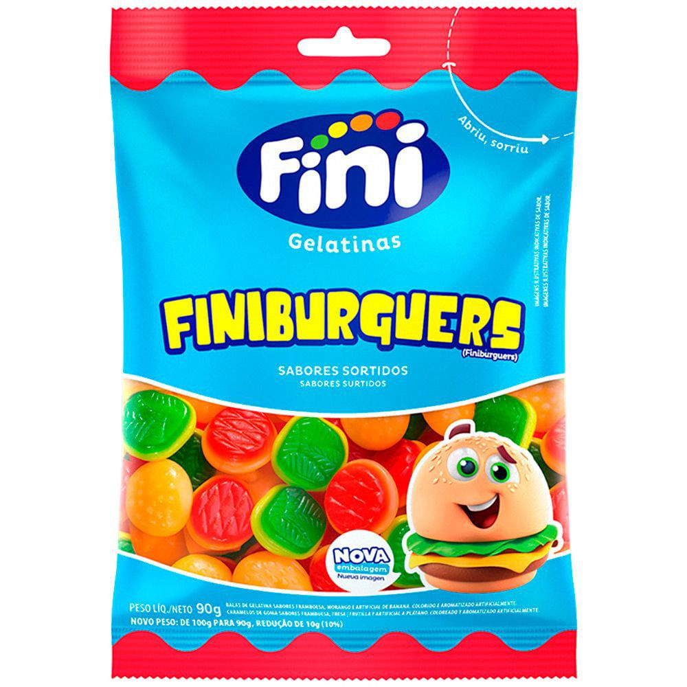 Bala de Gelatina Hamburguer Fini 90g com Colágeno