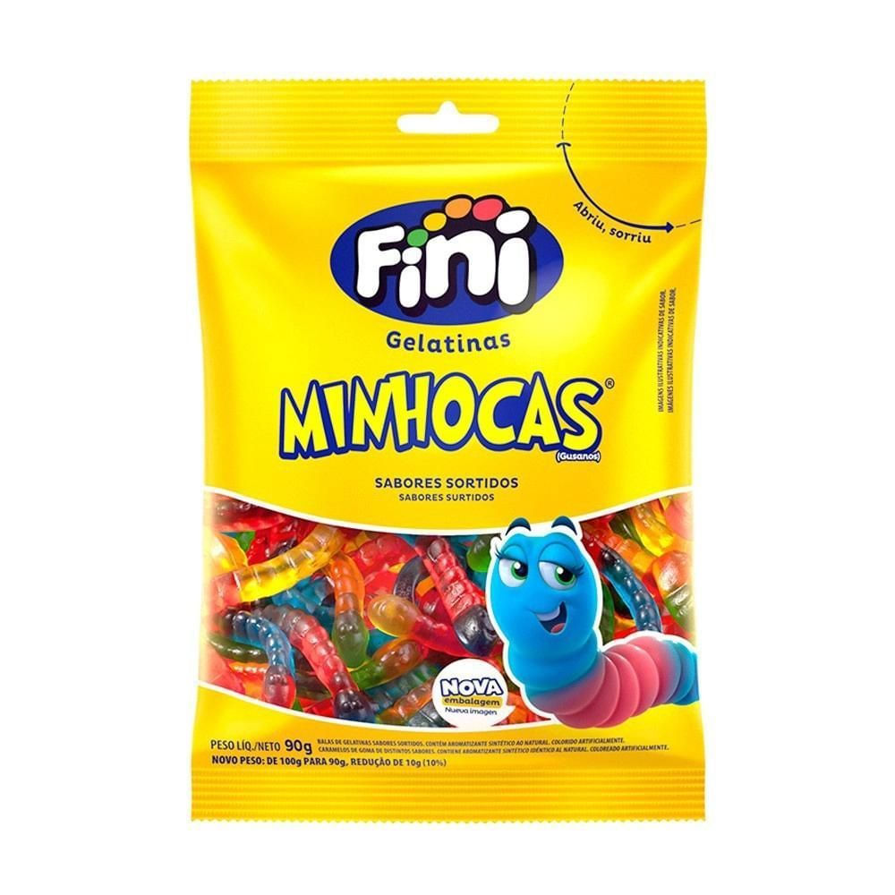 Bala de Gelatina Minhocas Sortidas Fini 90g Sem Glúten