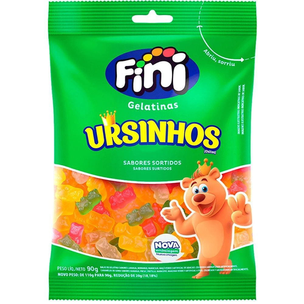 Bala de Gelatina Ursinhos Fini 90g Colágeno