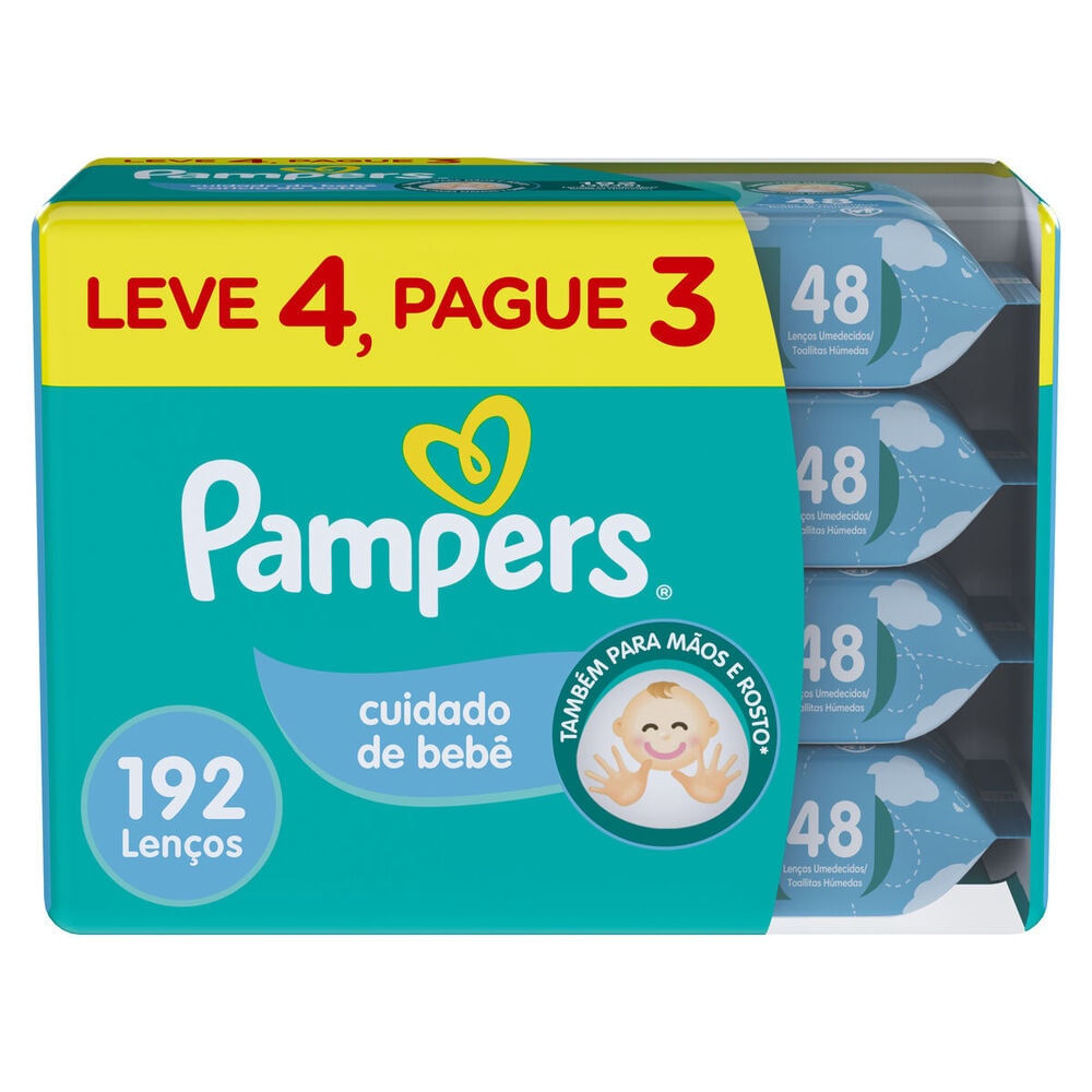 Lenço Umedecido Dermatologicamente Testado Pampers Cuidado de Bebê 192un