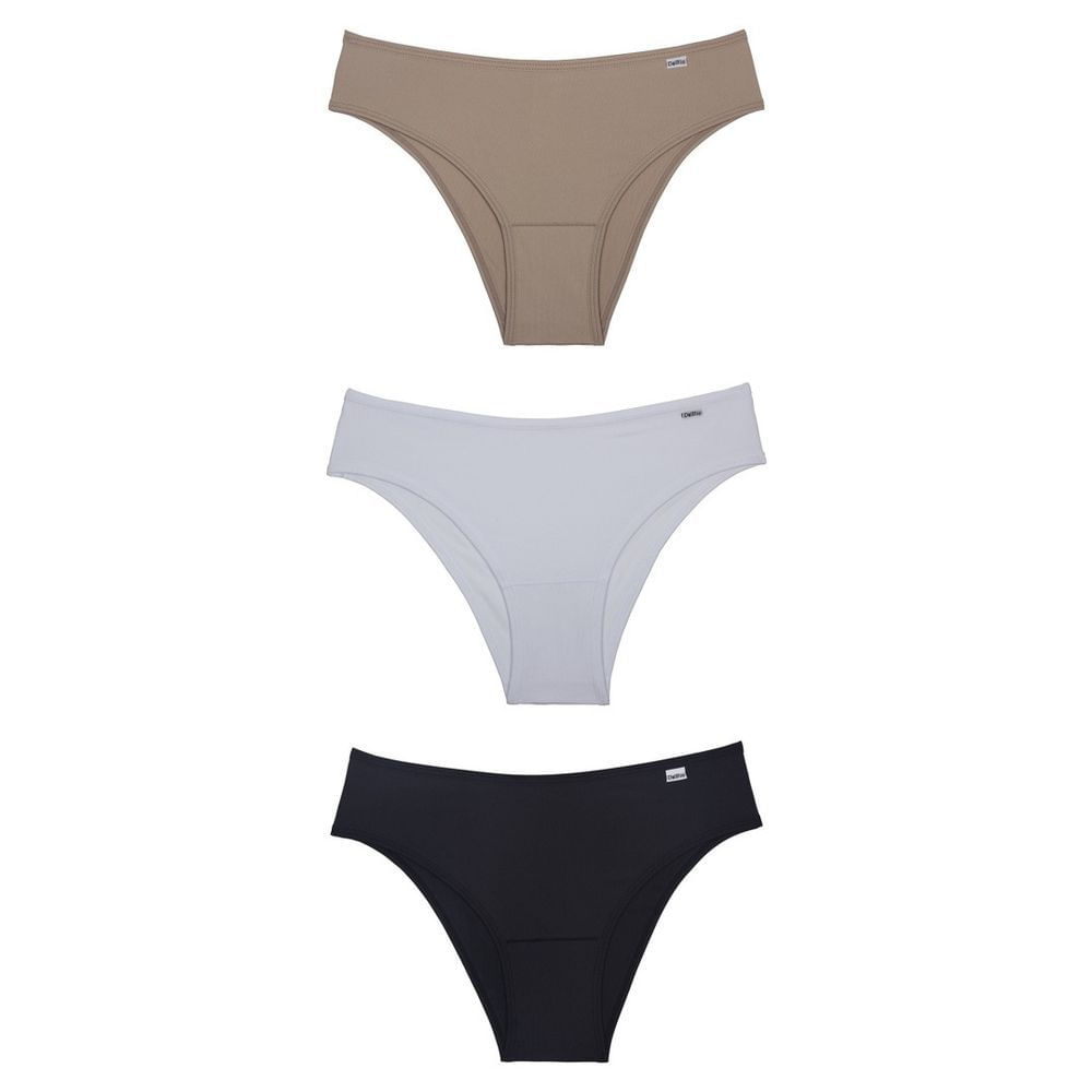 Kit com 3 Calcinhas Biquíni DelRio Microfibra Feminino Adulto