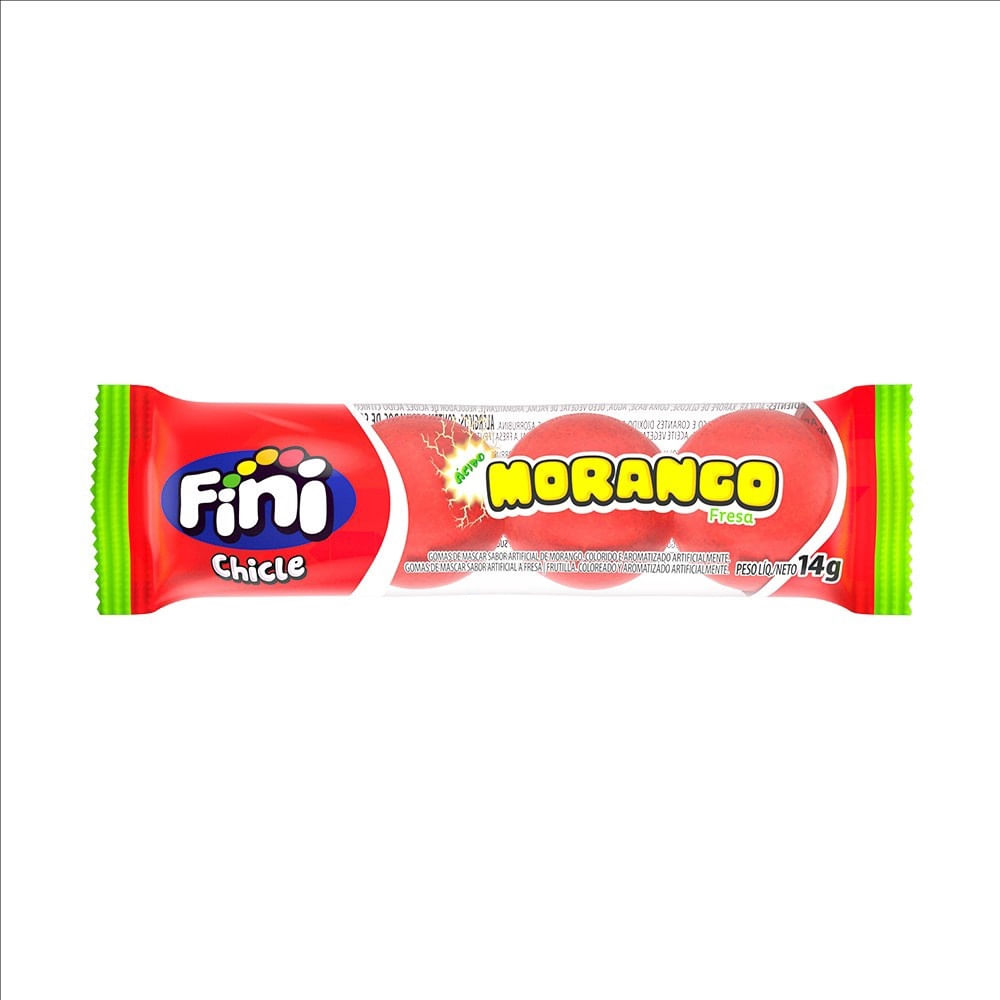 Mini Chiclete Morango Azedinho Fini 14g Sem Glúten