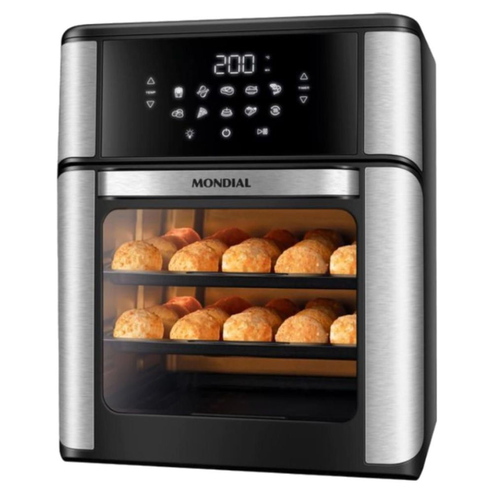 Fritadeira Elétrica Air Fryer Forno Oven Mondial AFON-12L-BI 12L 2000W Preto/Inox